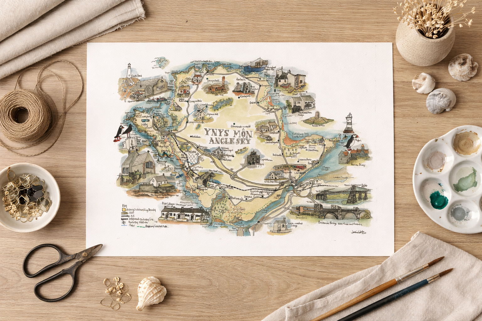 Yyns Môn Illustrated Map - Fine Art Print