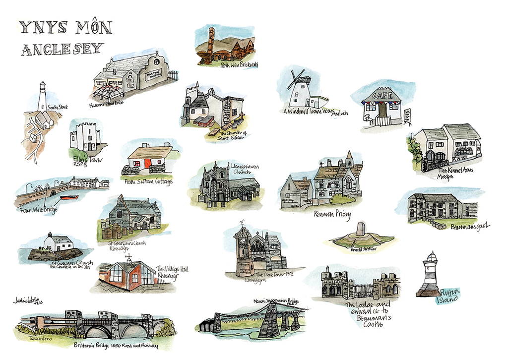 Customisable Yyns Môn Map Framed