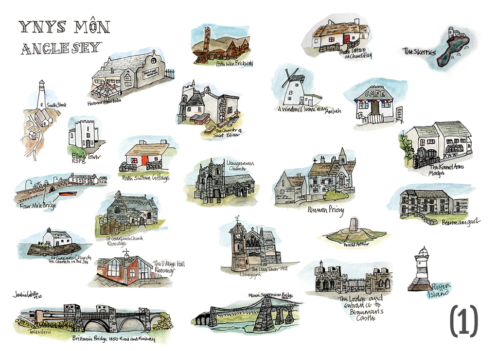 Customisable Yyns Môn Map Framed