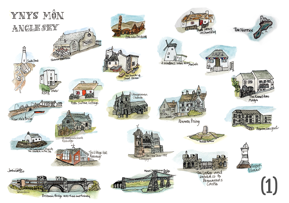 Customisable Yyns Môn Map Framed
