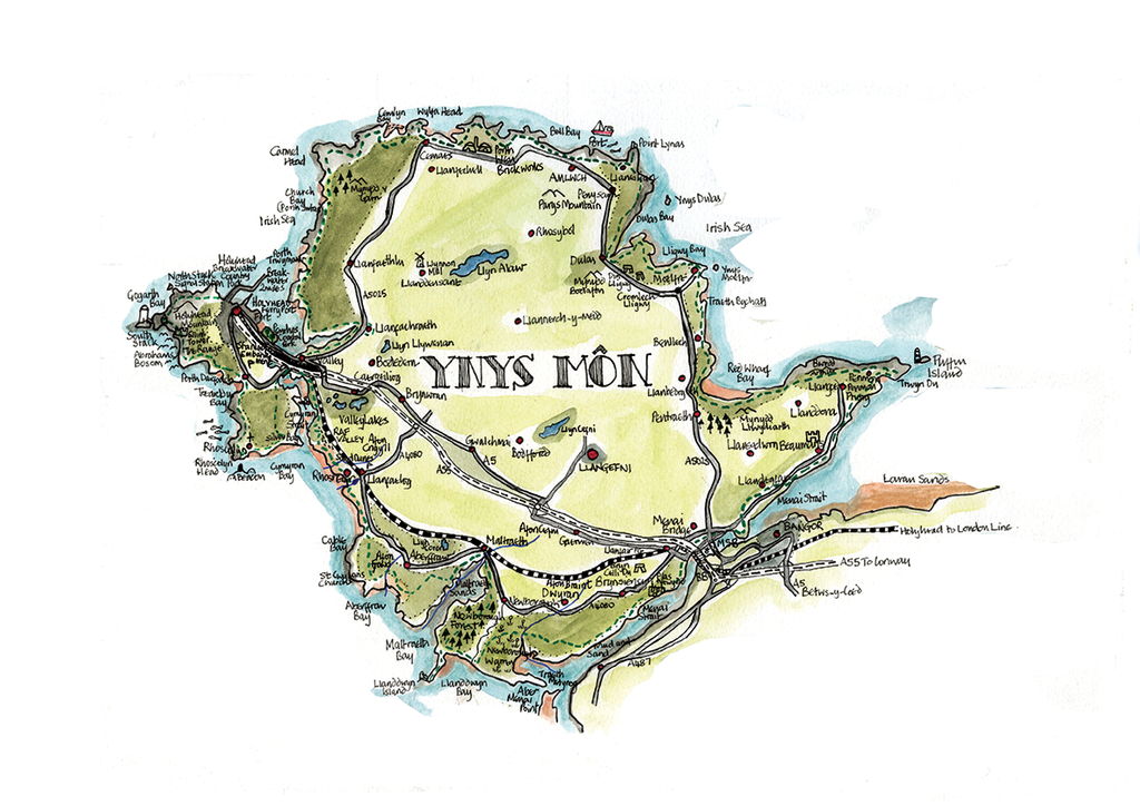 Customisable Yyns Môn Map Framed