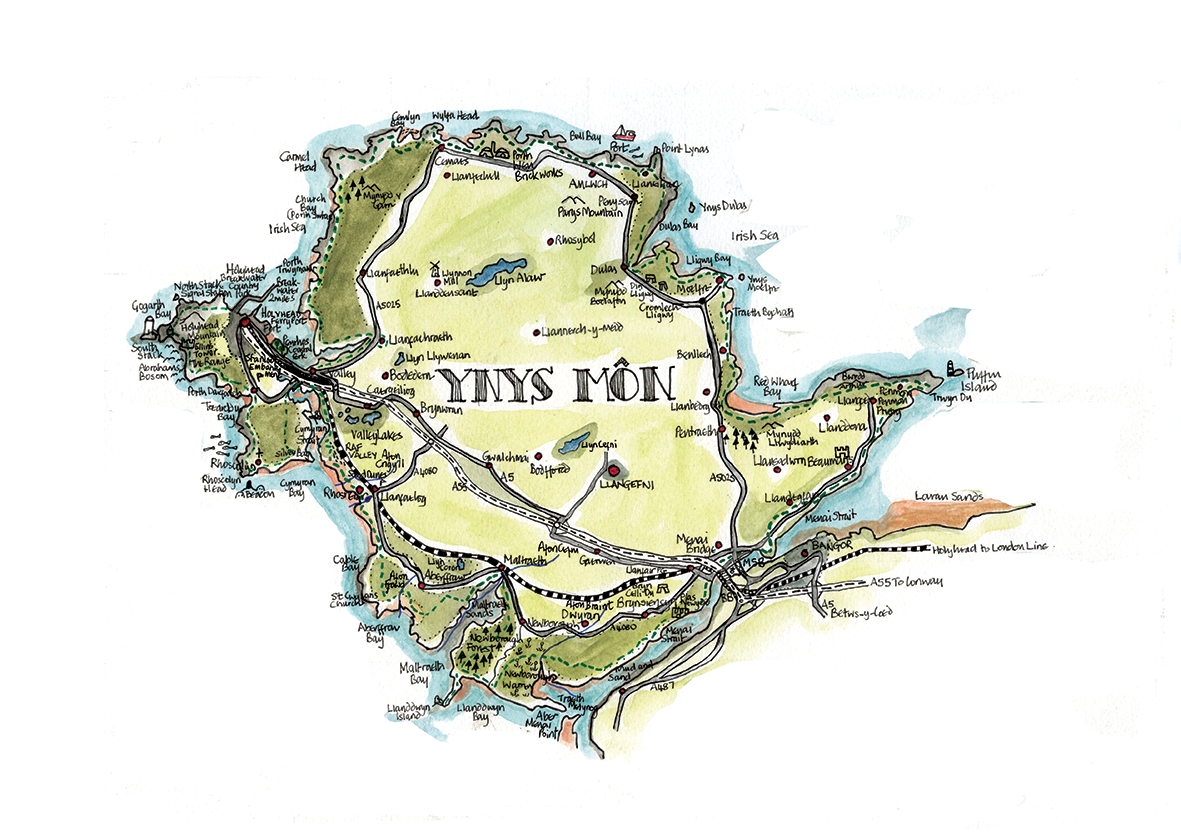Customisable Yyns Môn Map Framed